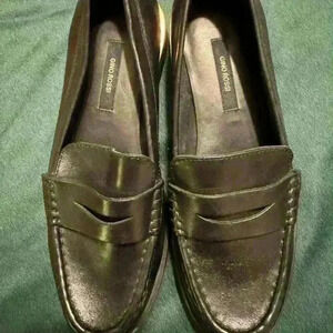 Gino Rossi Black Leather Loafers with Gold Trim size 37